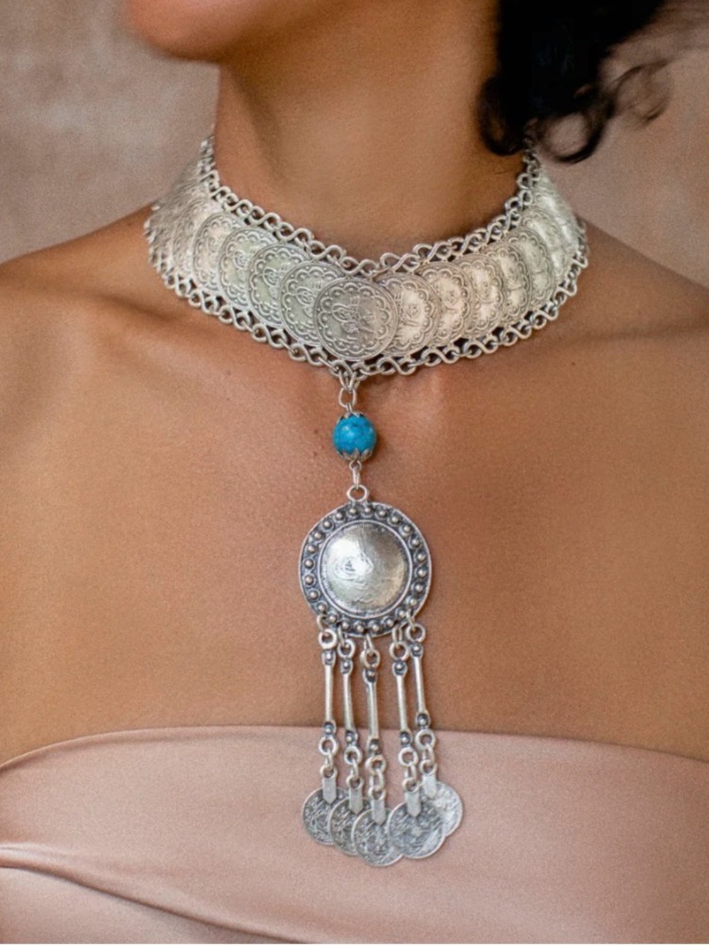 Turkish Coin Choker Necklace: Bohemian